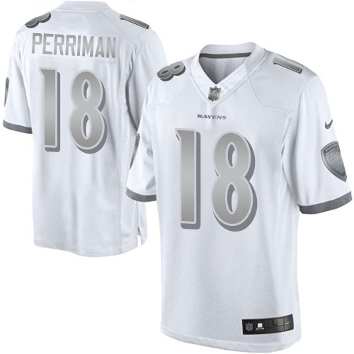 Men's Elite Breshad Perriman Nike Jersey White - #18 Platinum NFL Baltimore Ravens